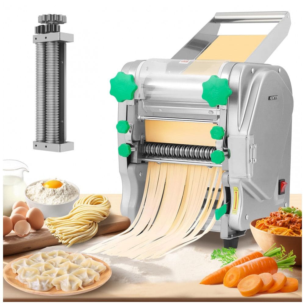 Máquina de Fazer Massas Comerciais NEWTRY Elétrica para Massas de Macarrão com Lâminas Redondas de 26mm e 2.5mm Ajustáveis para Fettuccine
