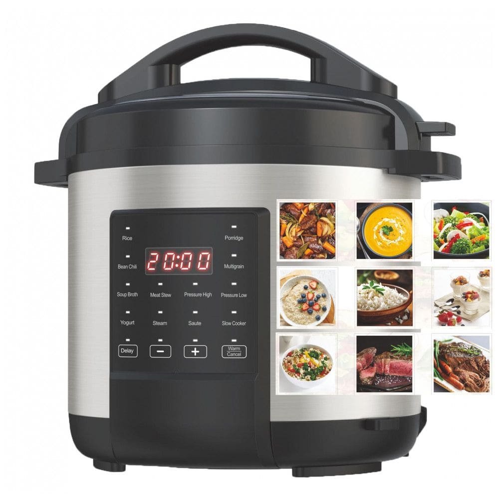 Panela Eletro^nica Multiuso EMB Ironblade 7 em 1, capacidade de 6 Litros, 1000W em Ac¸o Inoxida´vel - Panela de Pressa~o Programa´vel