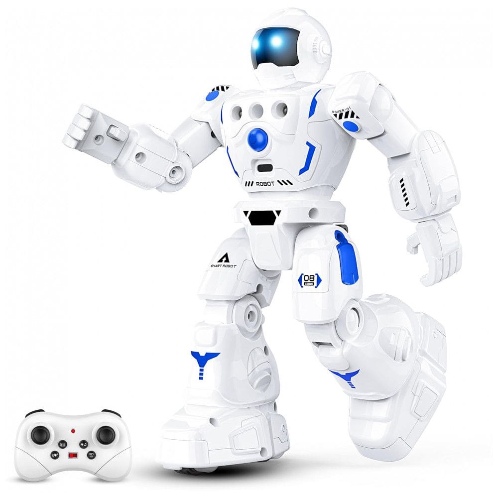 Robô Programável Azul e Branco – BAZOLOTA, Controle Remoto + Sensor de Gestos, Caminhar, Deslizar, Cantar e Dançar para Crianças