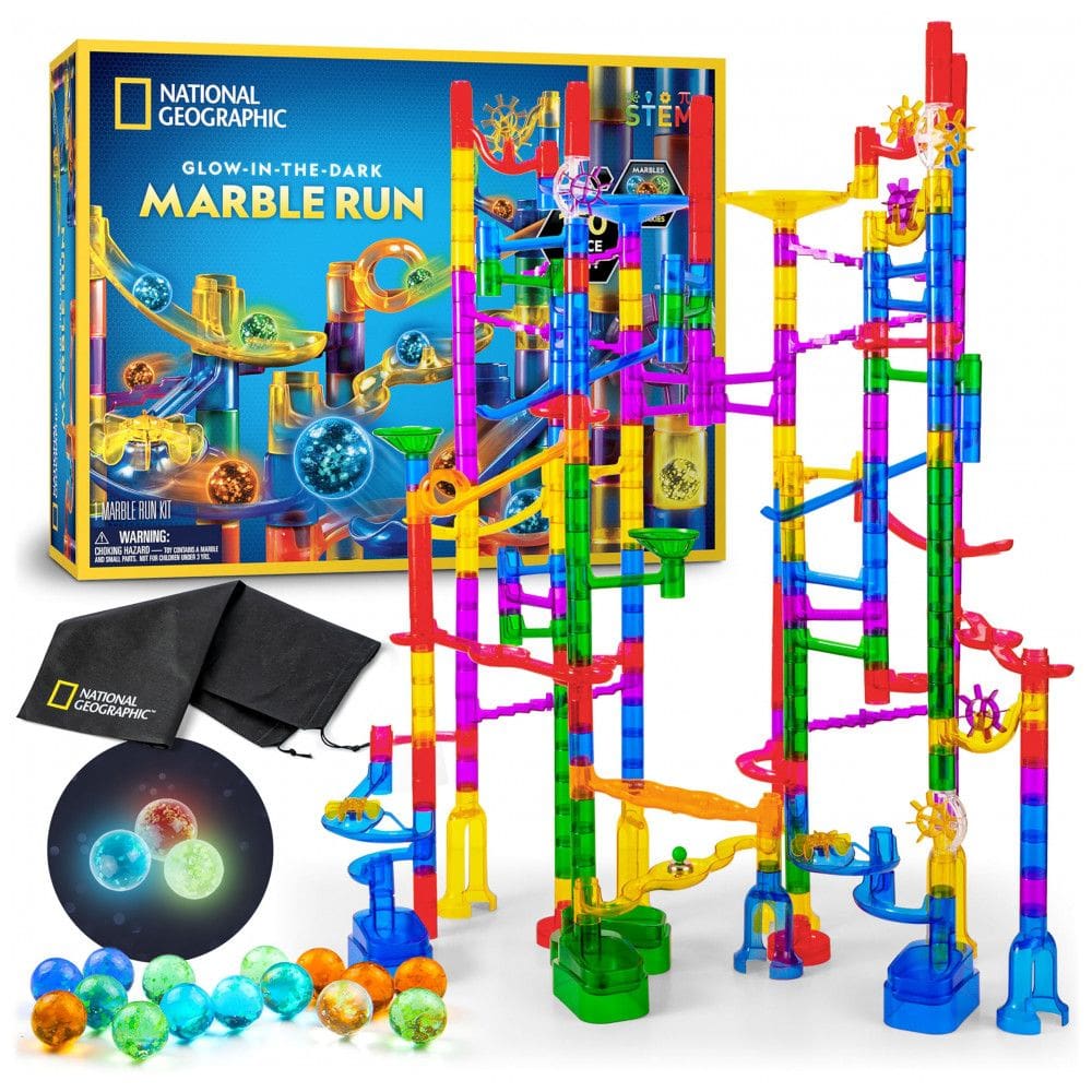 Pista de Canicas Brilhantes 150 Peças com 30 Canicas Glow-in-the-Dark e Bolsa de Armazenamento, Brinquedo STEM para Meninos e Meninas –