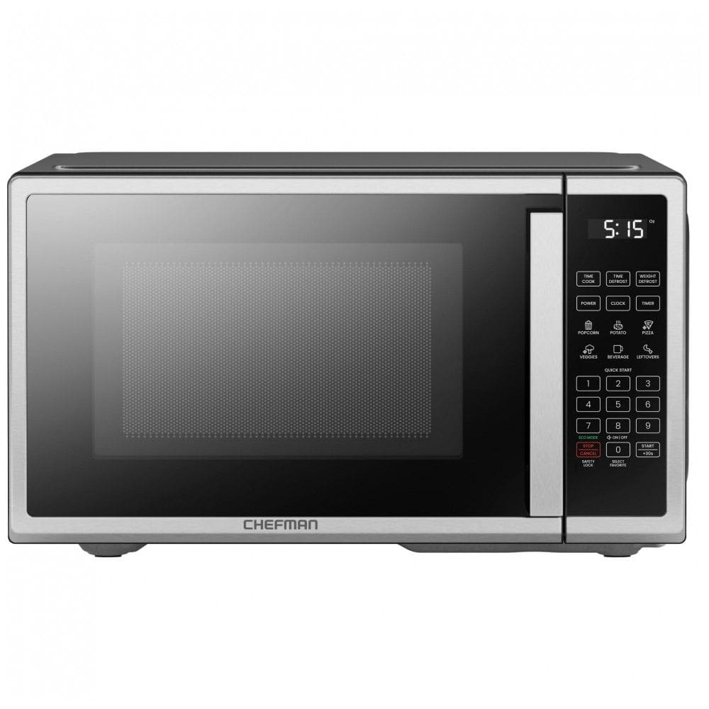 Forno de Micro-ondas Chefman de Bancada 31 litros em Aço Inoxidável Digital de 1000 Watts com 6 Programas Automáticos