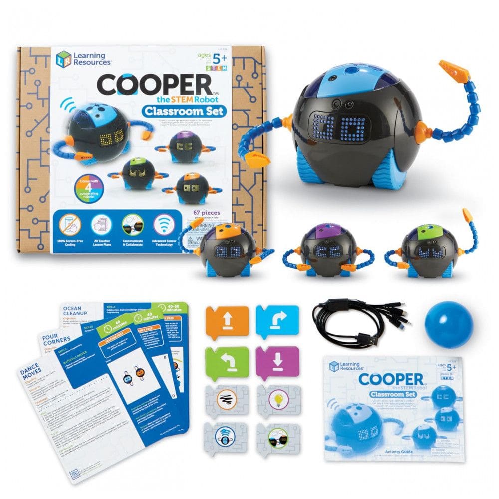 Kit de Sala de Aula do Robô Cooper da Learning Resources - Programação para Crianças, Brinquedos de Montar, Robótica, Presente para Meninos