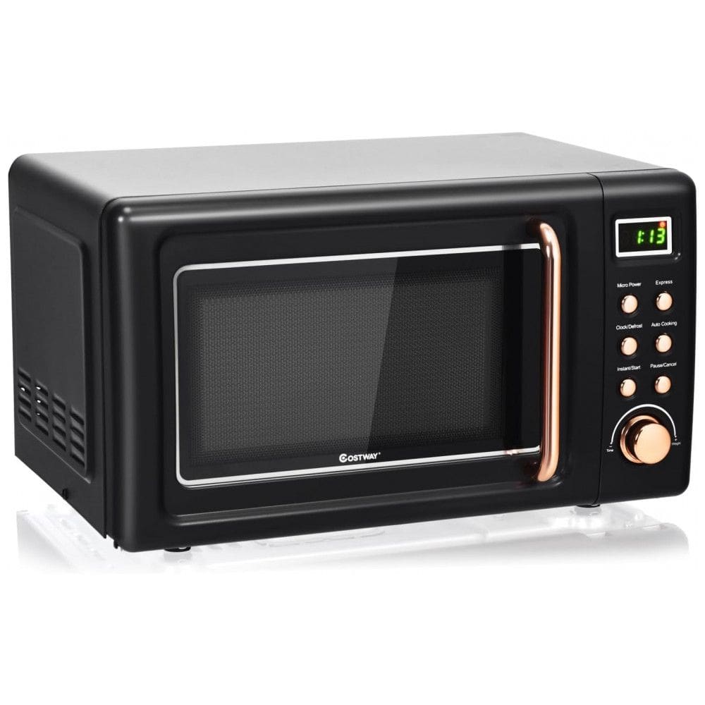 Forno Micro-ondas Retrô de Bancada COSTWAY Dourado 20L 700W 5 Níveis 110V