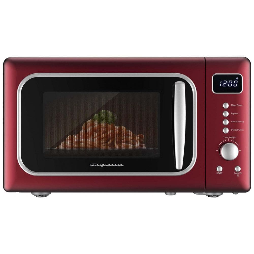 Forno Micro-ondas Retrô de Bancada 20L Frigidaire Vermelho e Prata 900W Trava de Segurança Timer Digital 110V