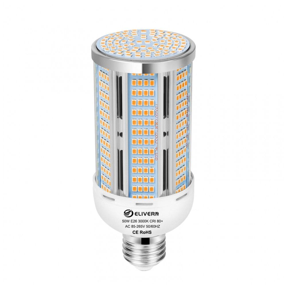 Lâmpada de Milho LED 50W - 6000 Lumens - Branco Quente 3000K - Base E26/E27 - Iluminação Brilhante para Casa, Garagem, Jardim