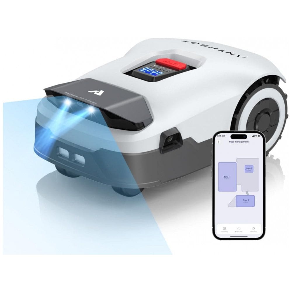 Cortador de Gramado Robô ANTHBOT Genie Cinza - Sem Fio, RTK+Visão 4 Câmeras, Até 1900 m², 20 Zonas, Mapeamento Automático