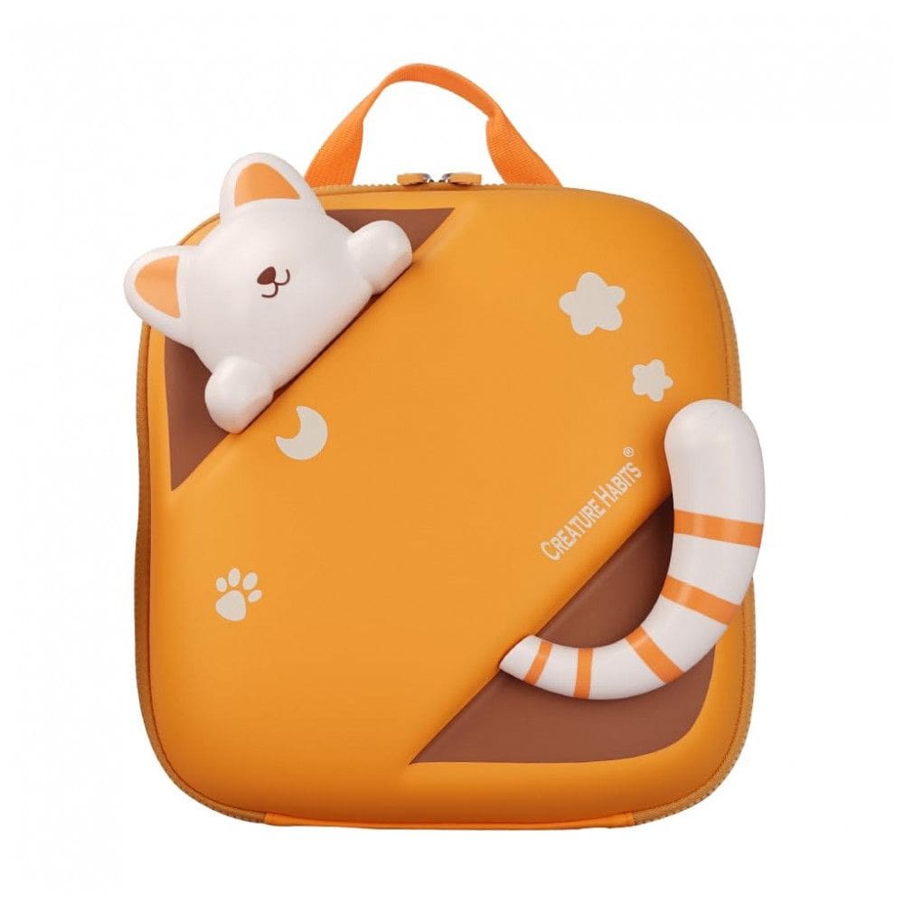 Mochila infantil CREATURE HABITS gato para pré-escola em EVA impermeável, para crianças de 3 a 8 anos, laranja