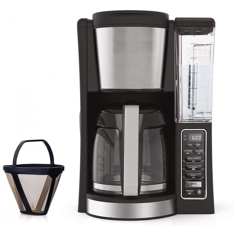 Máquina de Café Programável Ninja 12 Copos Estilo Clássico e Rico Reservatório 1,77 L Extração Térmica Filtro Permanente Preto/Aço Inox