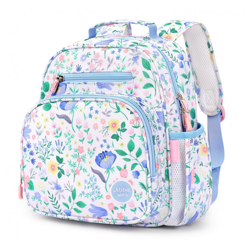 Mochila infantil floral azul mibasies 7L para meninas 2 a 4 anos 30 cm