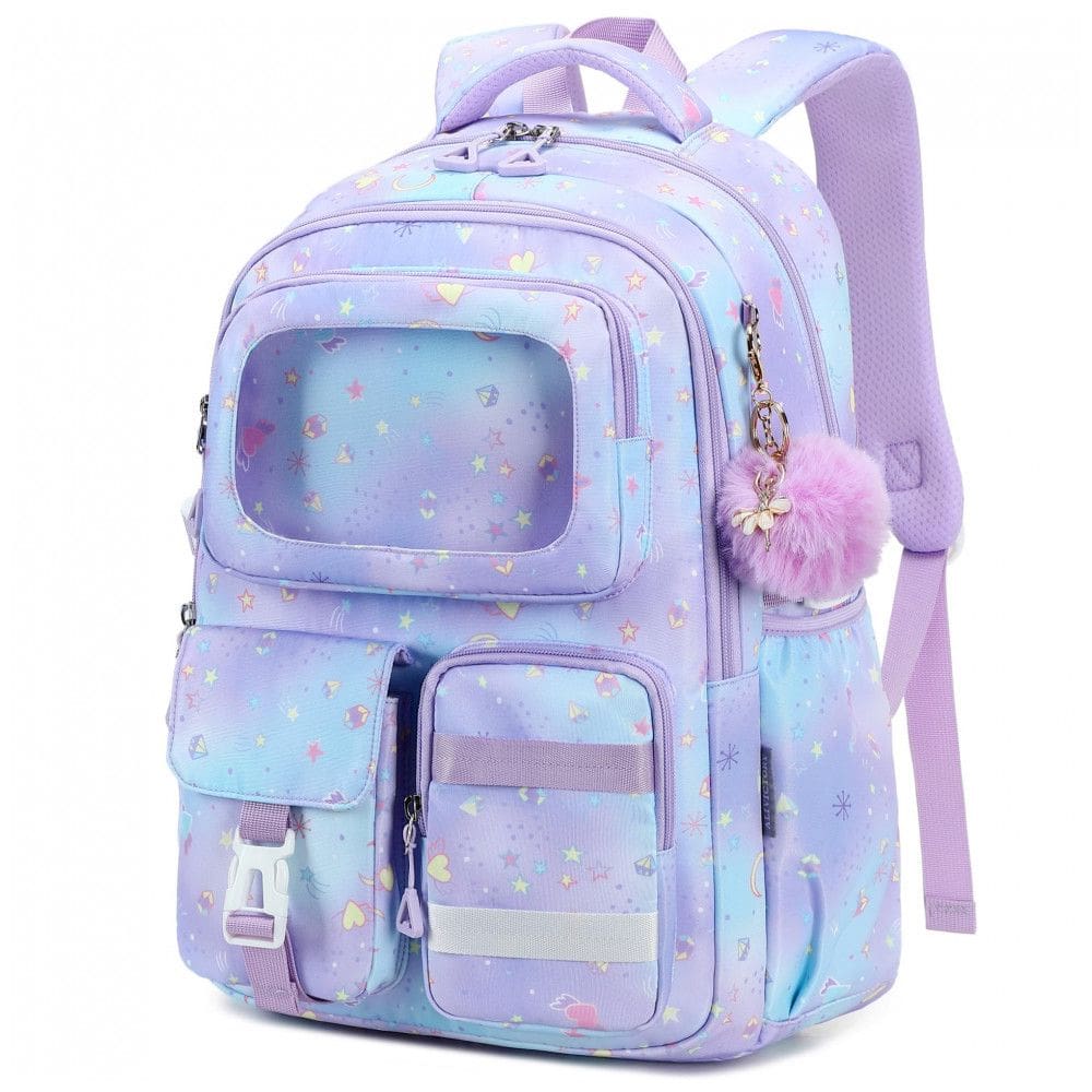 Mochila escolar AO ALI VICTORY roxa para notebook 15,6”, múltiplos compartimentos