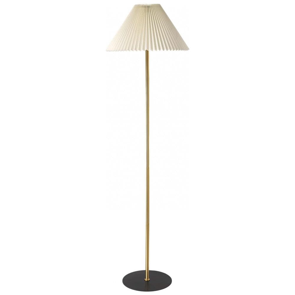 KUNJOULAM Luminária de Chão Moderna com Abajur Plissado Ajustável, Base Dourada, Ideal para Sala e Quarto