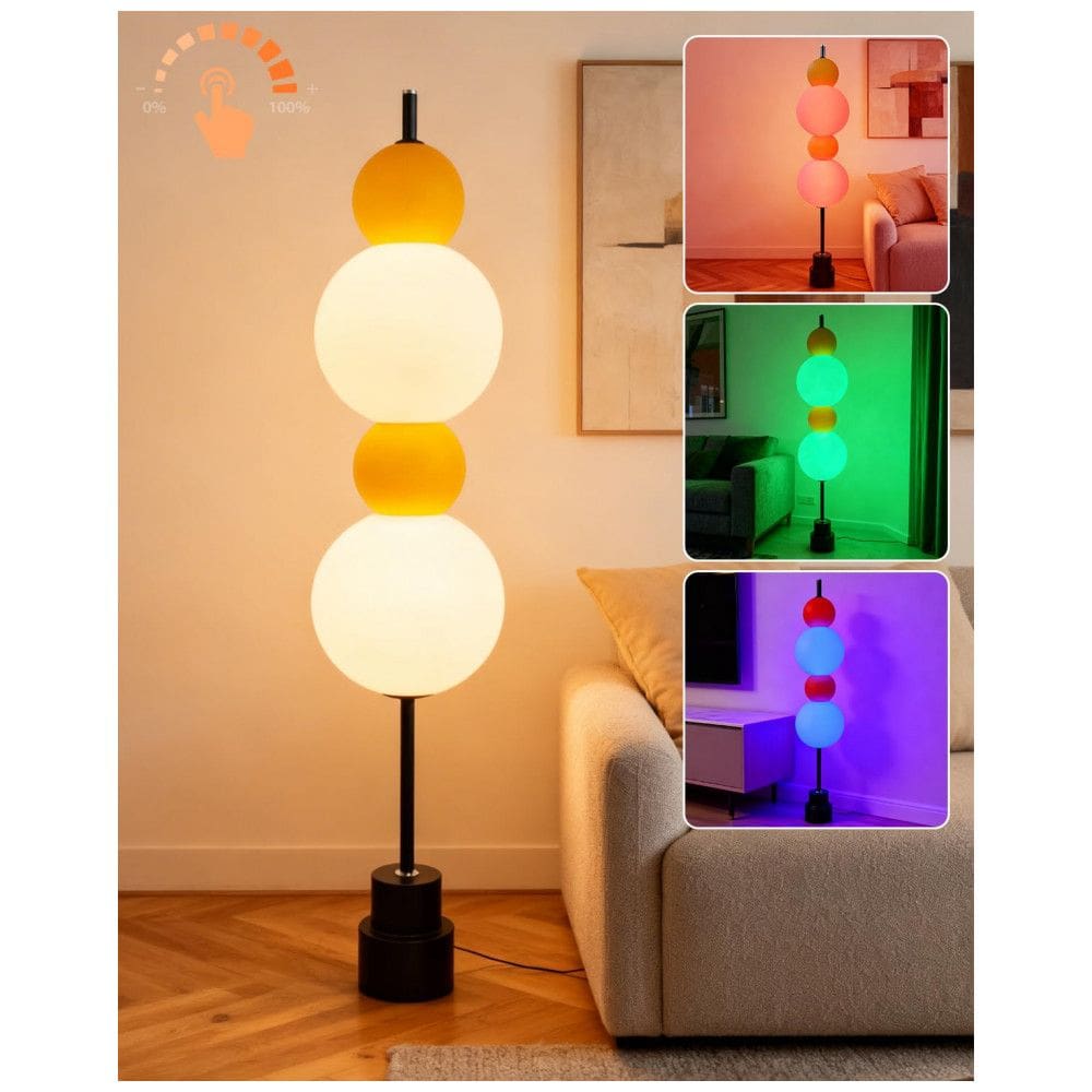 Luminária de piso ACOHOOK globo amarelo RGB LED dimerizável toque 3000K E26 110V