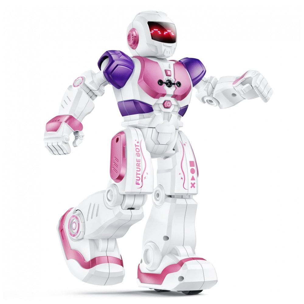 Robô de controle remoto Ruko 6088 para crianças rosa com sensores de gestos, programação de até 50 movimentos, canto, dança e bateria
