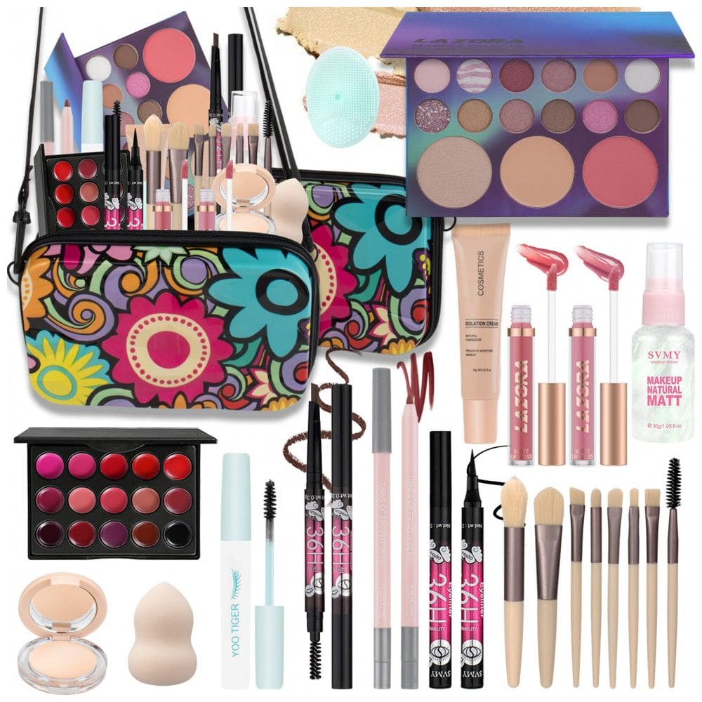 Kit Completo de Maquiagem Venshun All-in-One para Iniciantes 18 Itens Estojo Portátil com Pincéis e Paleta
