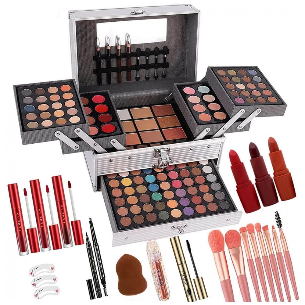 UNIFULL Kit Completo de Maquiagem 132 Cores - Paleta Profissional com Sombras, Batons, Corretivos e Mais