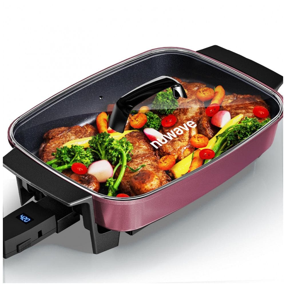 Panela Elétrica Skillet 7L Nuwave Medley XL Canela Digital Antiaderente Cerâmica PFAS Free com Tampa de Vidro 110V