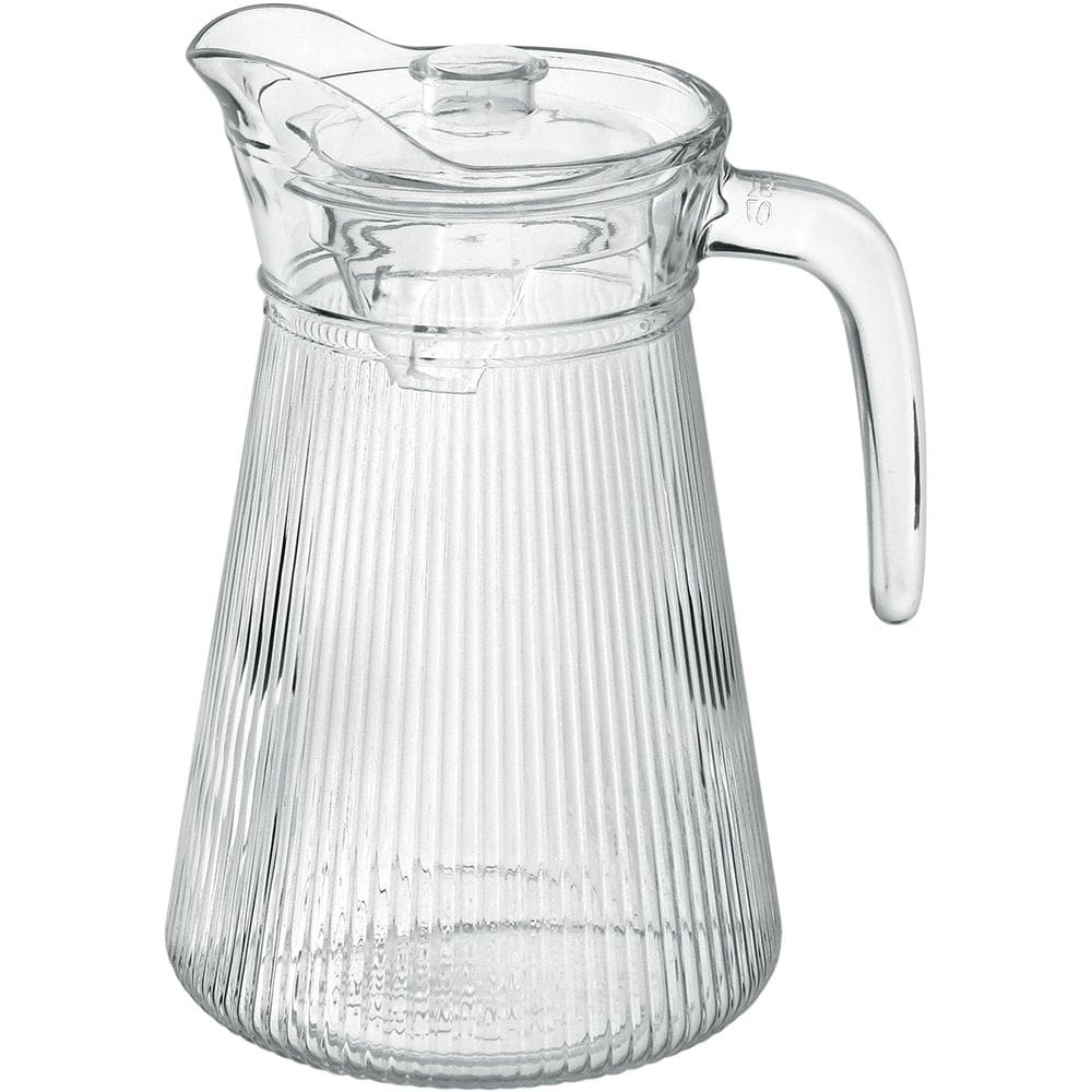 Jarra Suco Água Tampa Acrilico Vidro 1,6 Litros Transparente