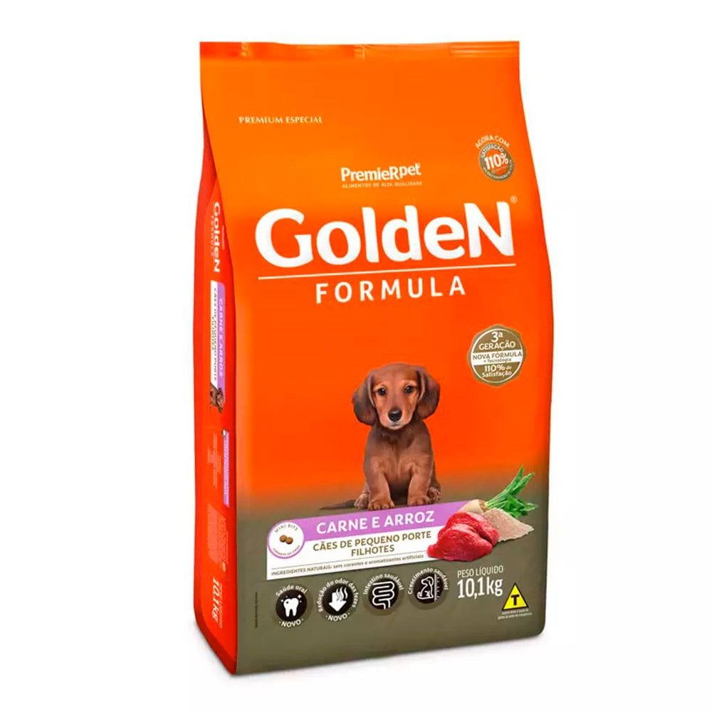 Ração Premier Golden Fórmula Mini Bits Cães Filhotes Carne e Arroz 10,1kg