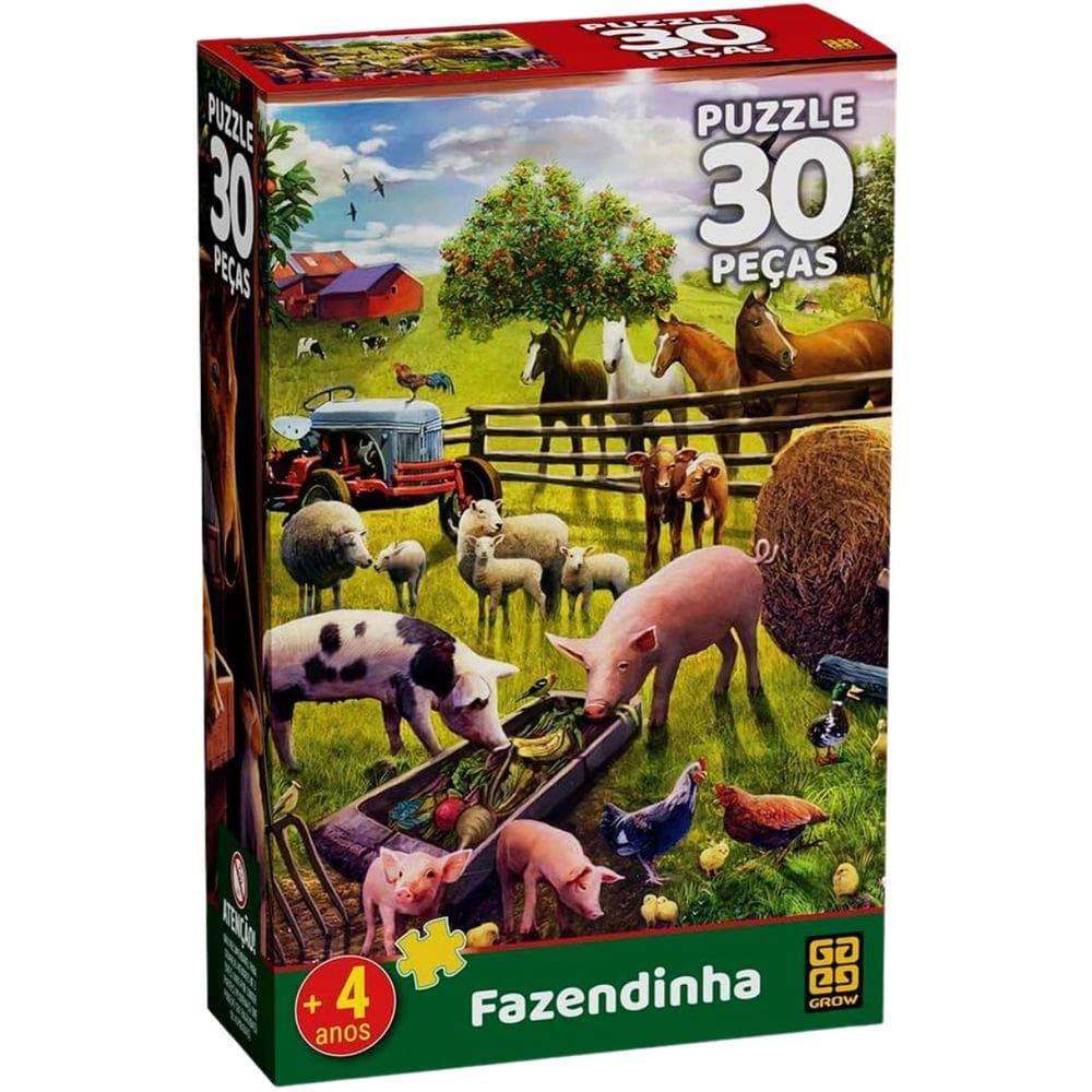 Quebra Cabeça Puzzle Infantil 30 Fazendinha Grow