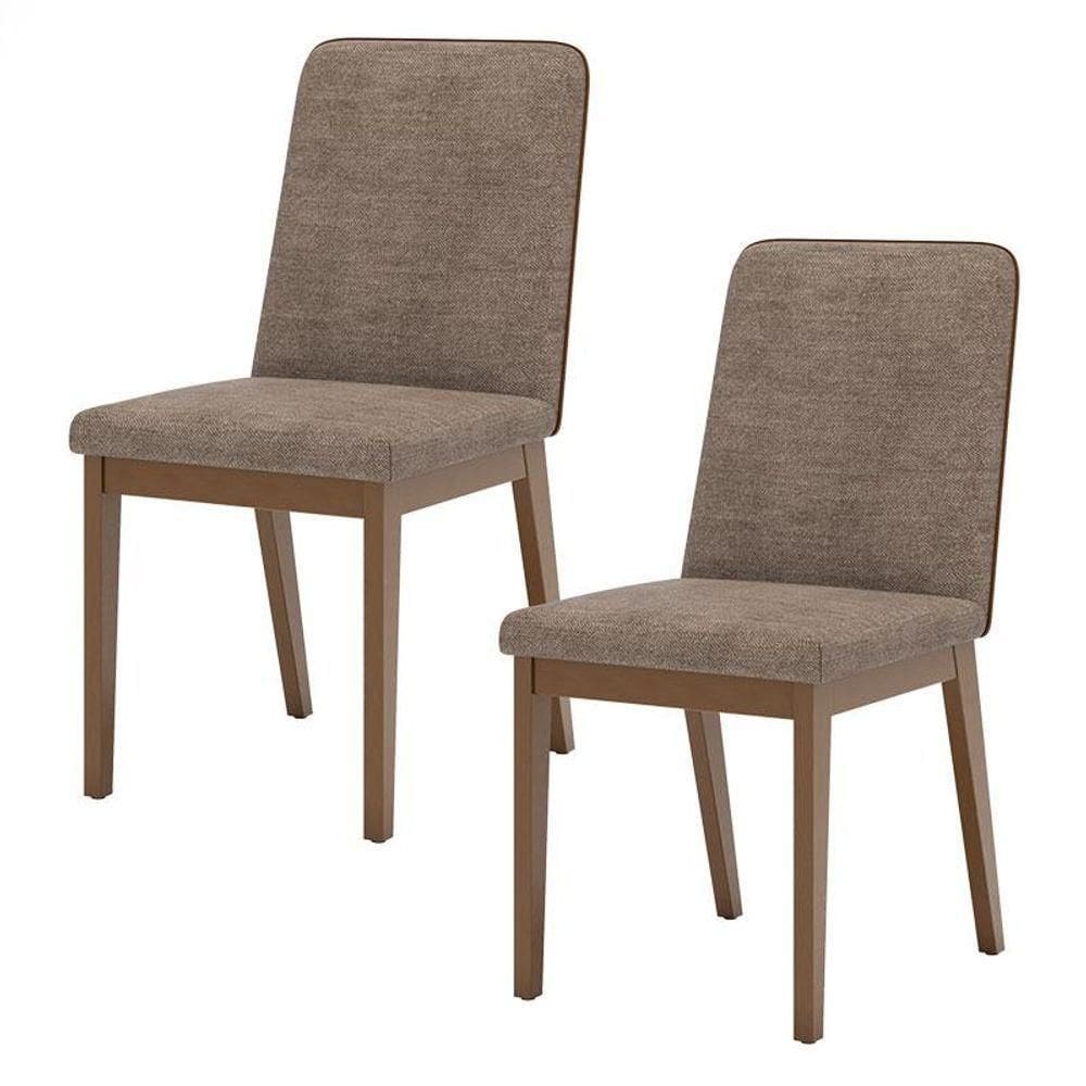 Cadeira Para Mesa De Jantar Pietra Kit 02 Peças Corano Caramelo Cacao - Henn