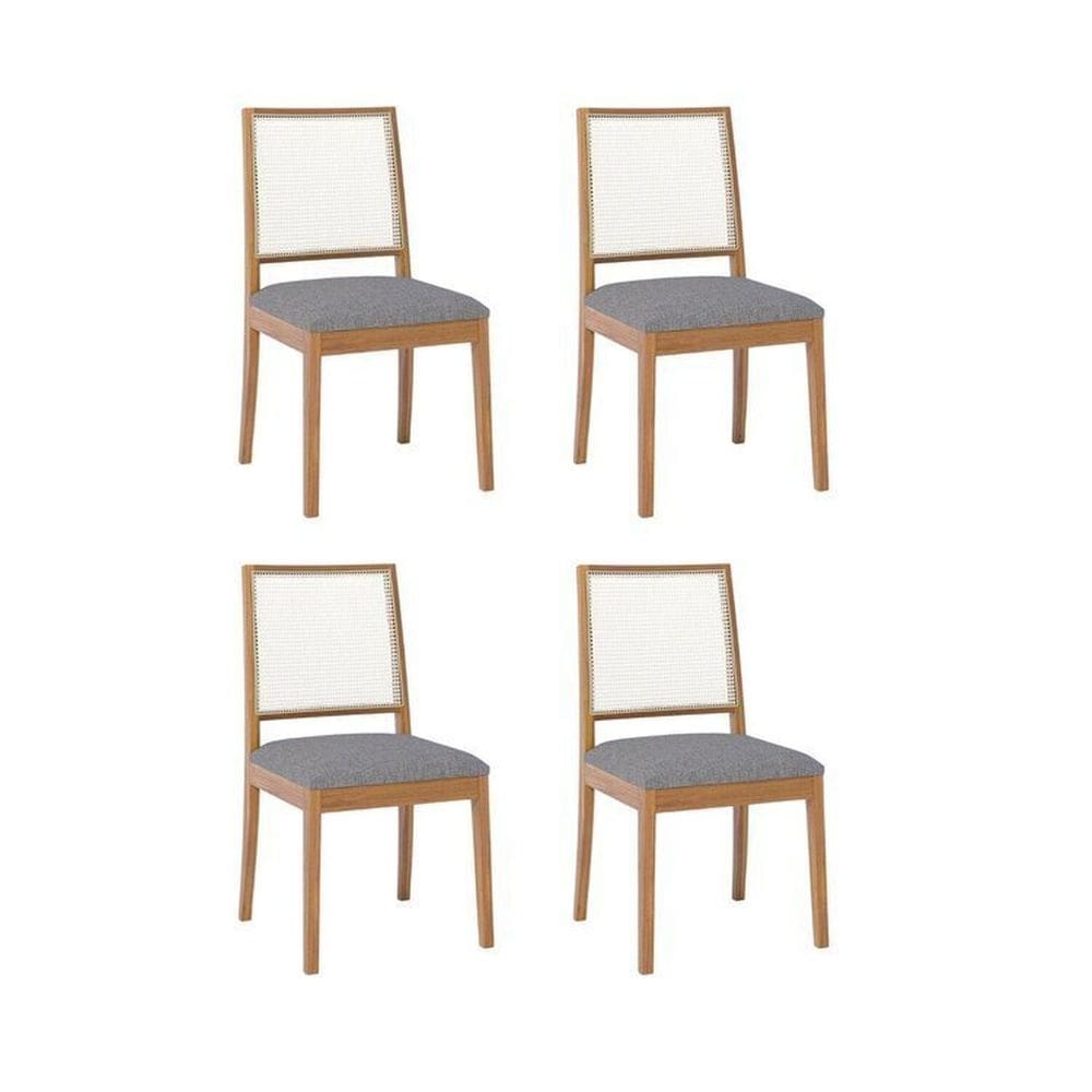 Kit 4 Cadeiras para Sala de Jantar Estofadas Marcela Madeira/Grafite