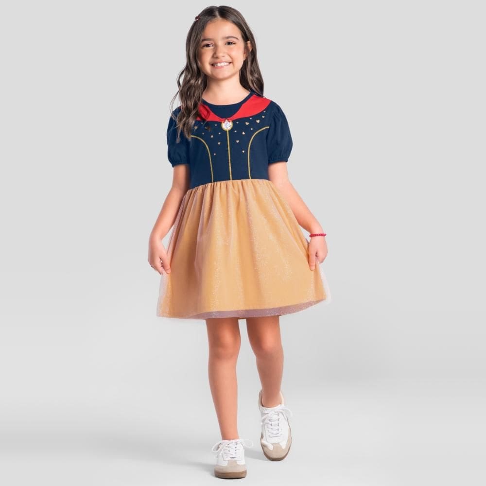 Vestido infantil menina de princesa com tule Brandili