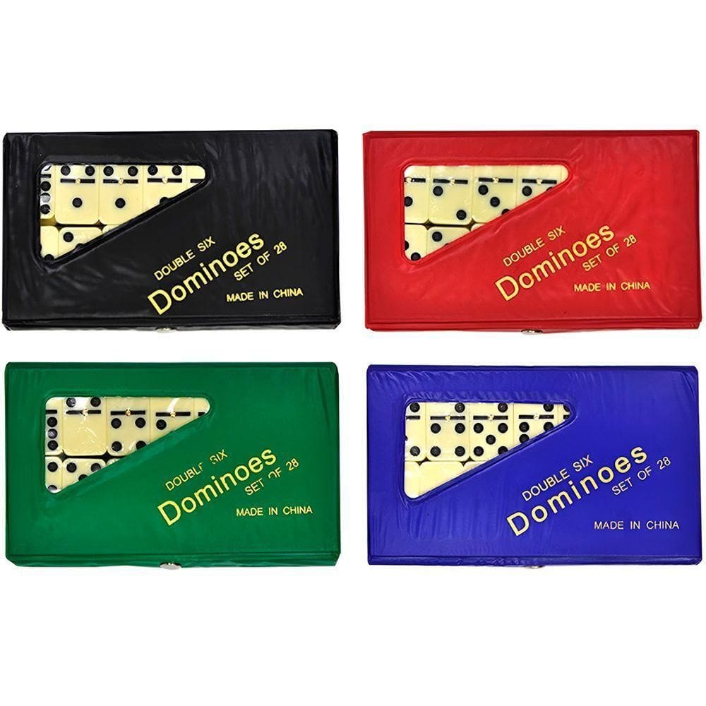 Dominó Profissional Osso Estojo 28 Peças Double Six Jogo 8mm Azul
