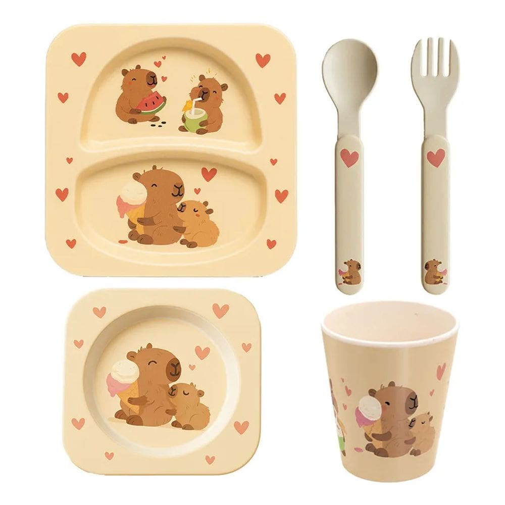 Jogo De Refeição Infantil 5 Peças Capivara Capikids Mimo Style