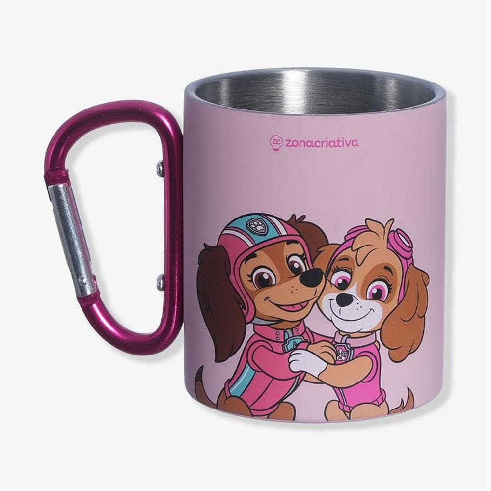 Caneca Mosquetao Skye e Liberty Patrulha Canina Aço Inox 300ml ZonaCriativa
