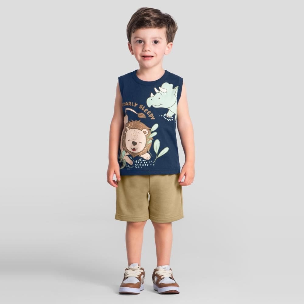 Conjunto infantil menino em malha de animais Brandili