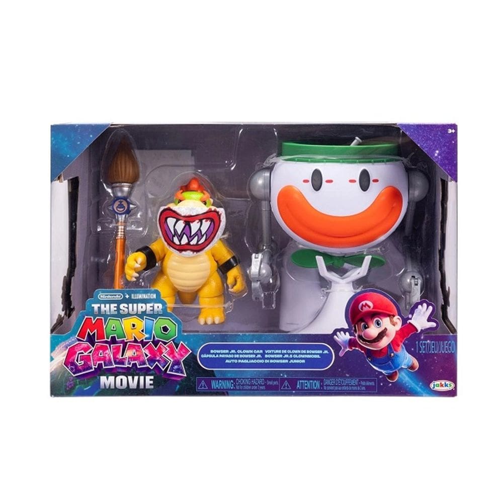 Super Mario Galaxy Filme – Carro Deluxe Cara de Palhaço Com Boneco Bowser Jr. 12 Cm - Sunny