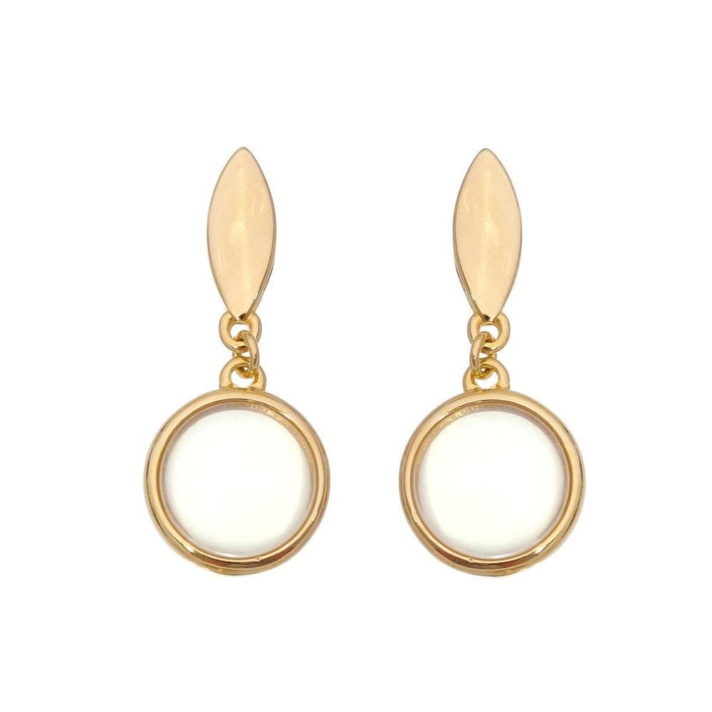 Brinco Feminino Folheado Ouro 18K Com Pedra Natural