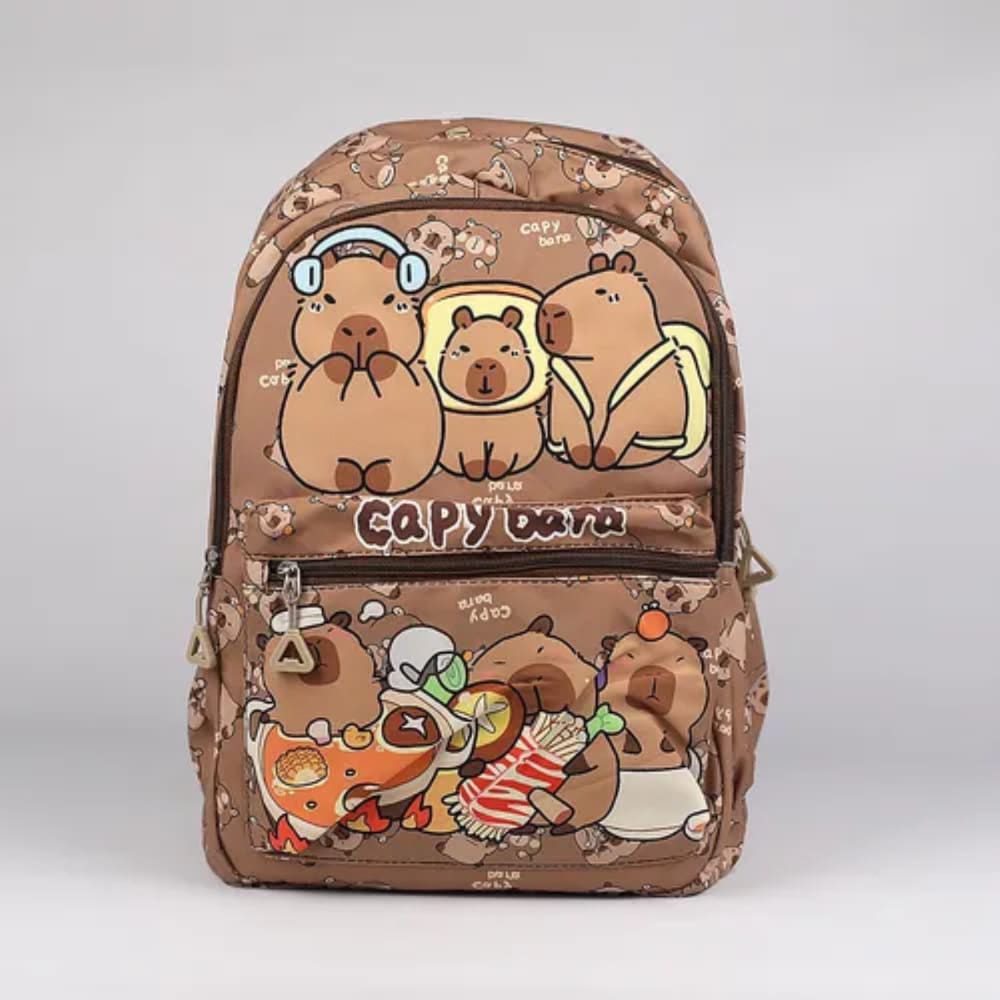 Mochila Escolar Capivara Adorável - Tamanho Grande