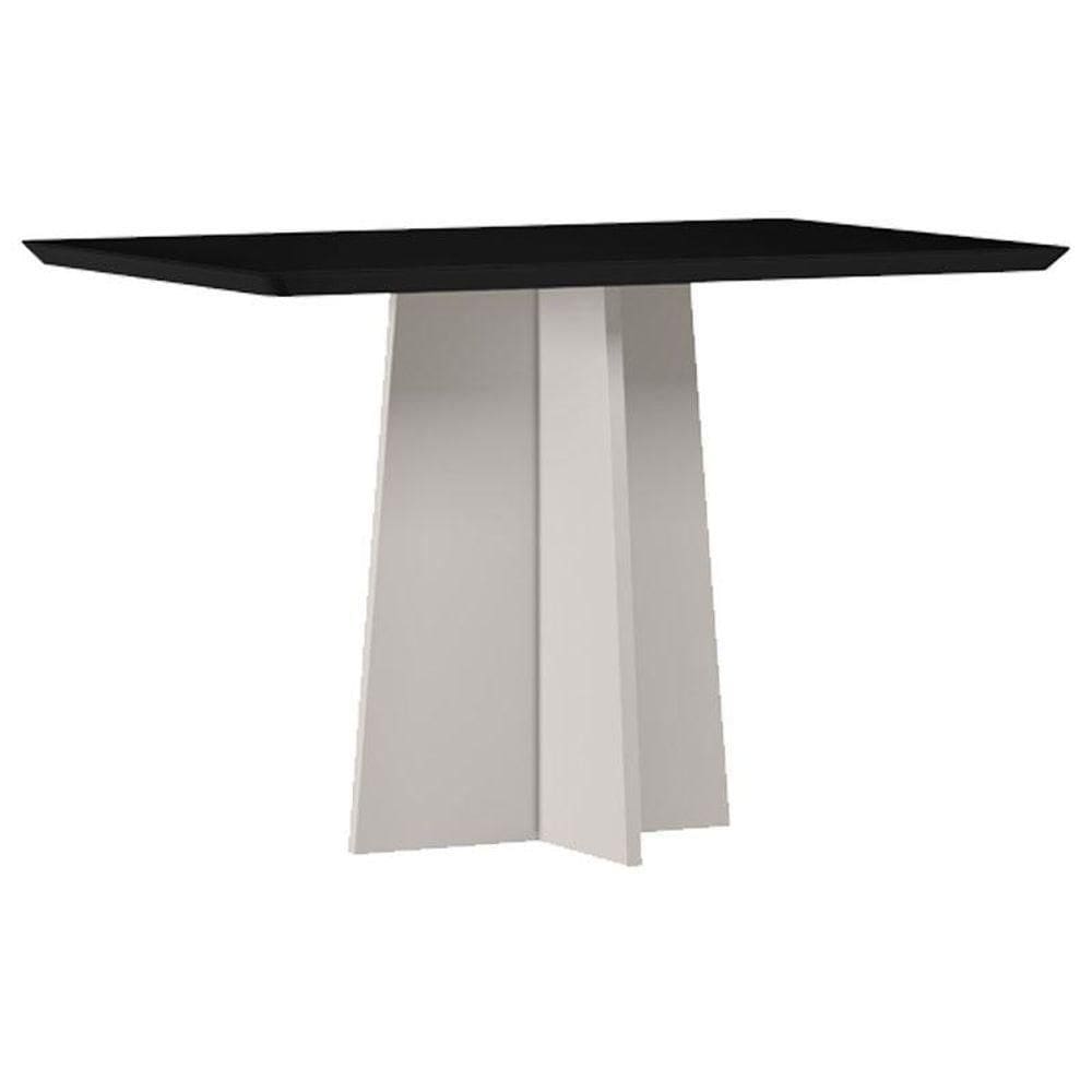 Mesa De Jantar Anitta 120x80 Cm Com Vidro Off White Preto