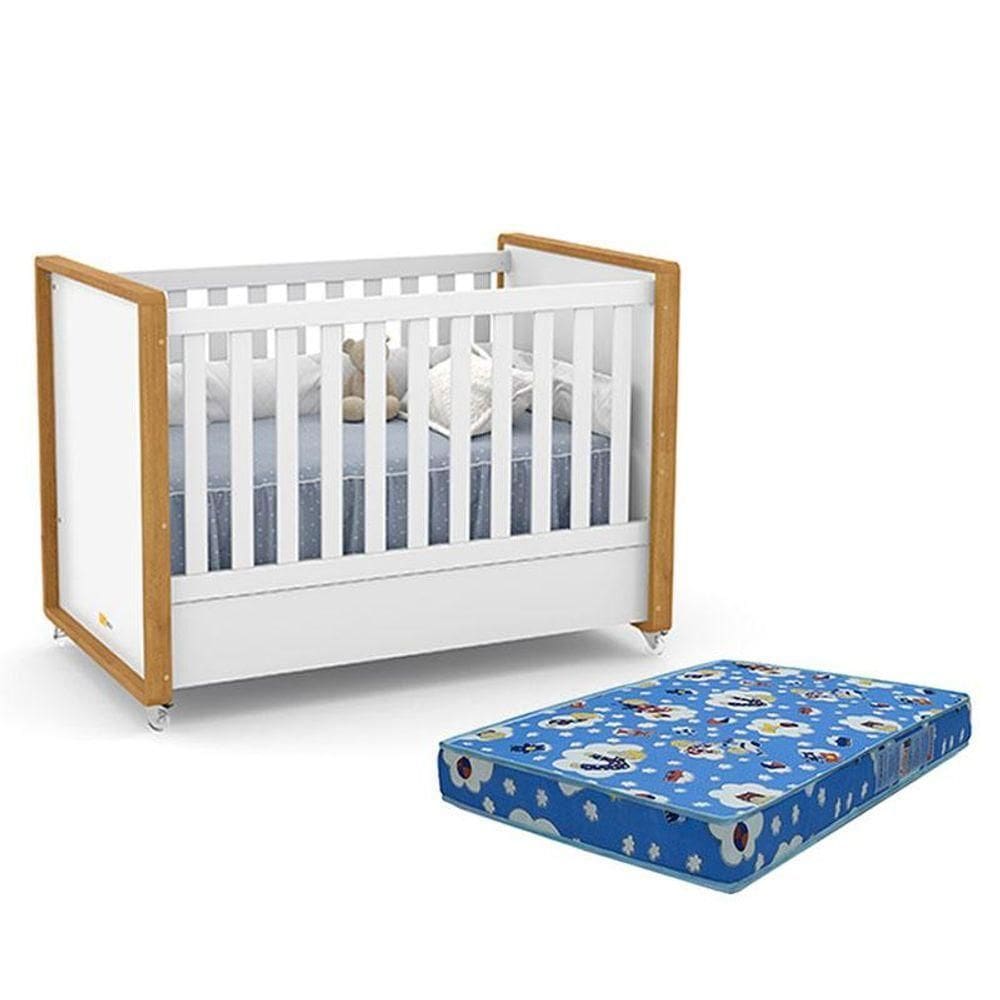 Berço Americano Tutto Freijó Branco Soft Com Colchão Ortobom - Matic