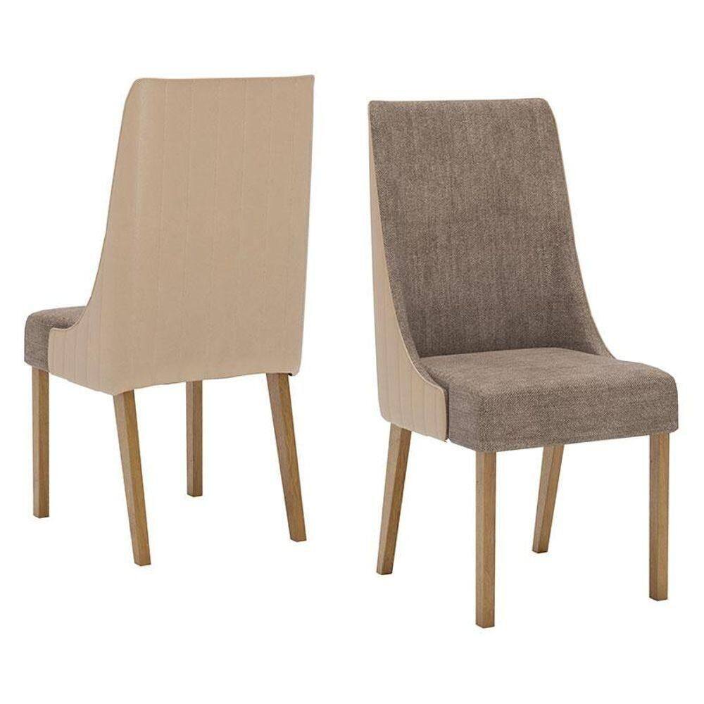 Cadeira Para Mesa De Jantar Ivy Kit 02 Peças Corano Bege Cacao - Henn