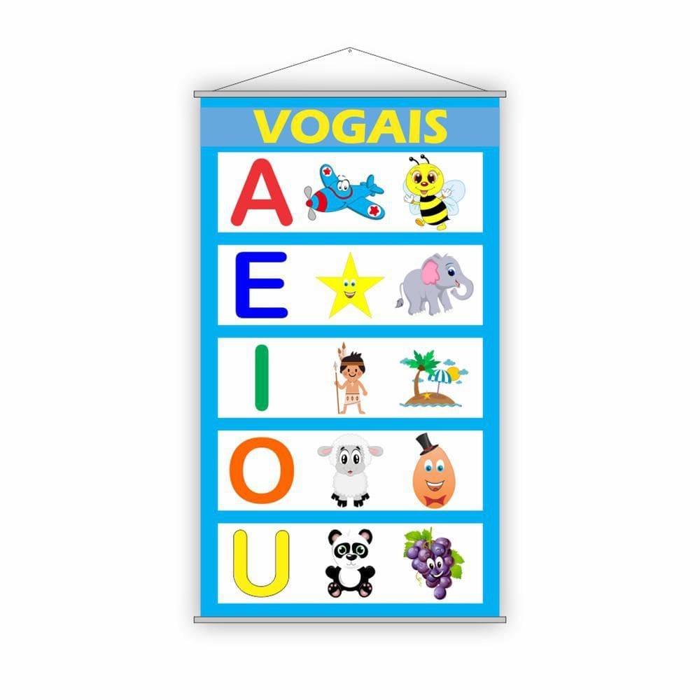 Banner Vogais Pedagógico Escolar - 120X65Cm