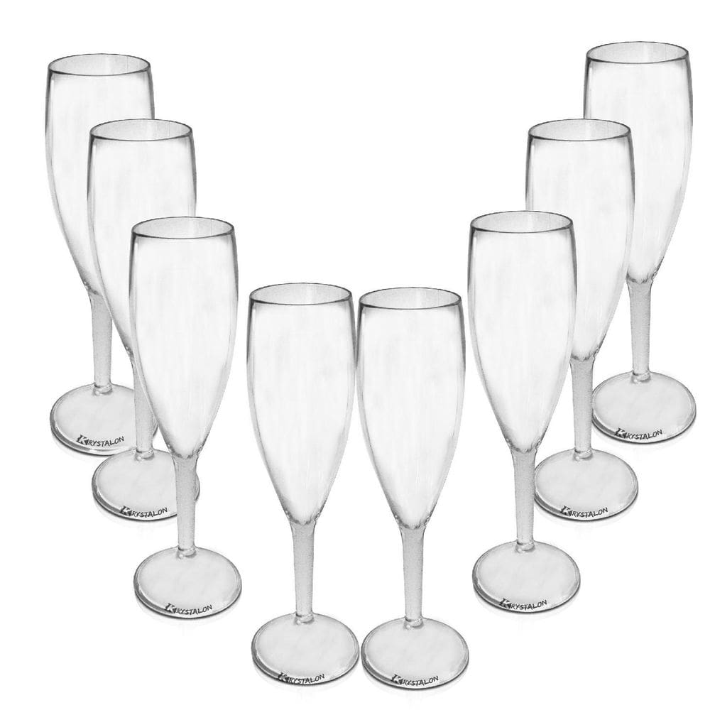 Kit 8 Taças Champagne Transparente Acrílico Transparente