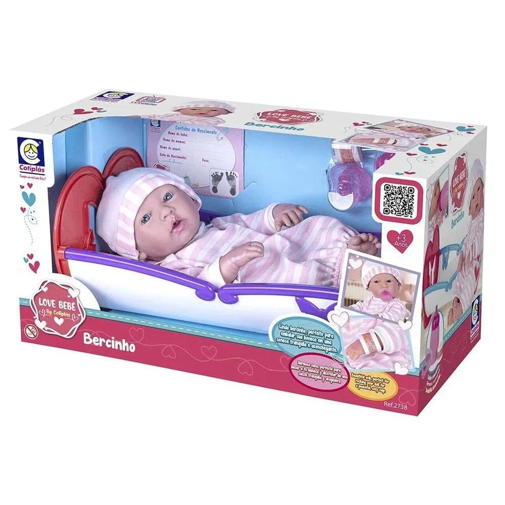 Boneca love Bebê Com Bercinho - Cotiplás 2738