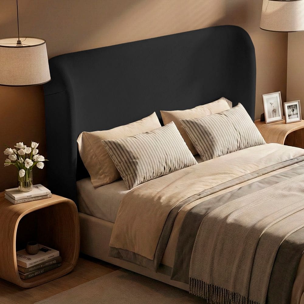 Cabeceira Para Cama Box Casal Padrão Liah 140cm Bouclê Preto - Desk Design