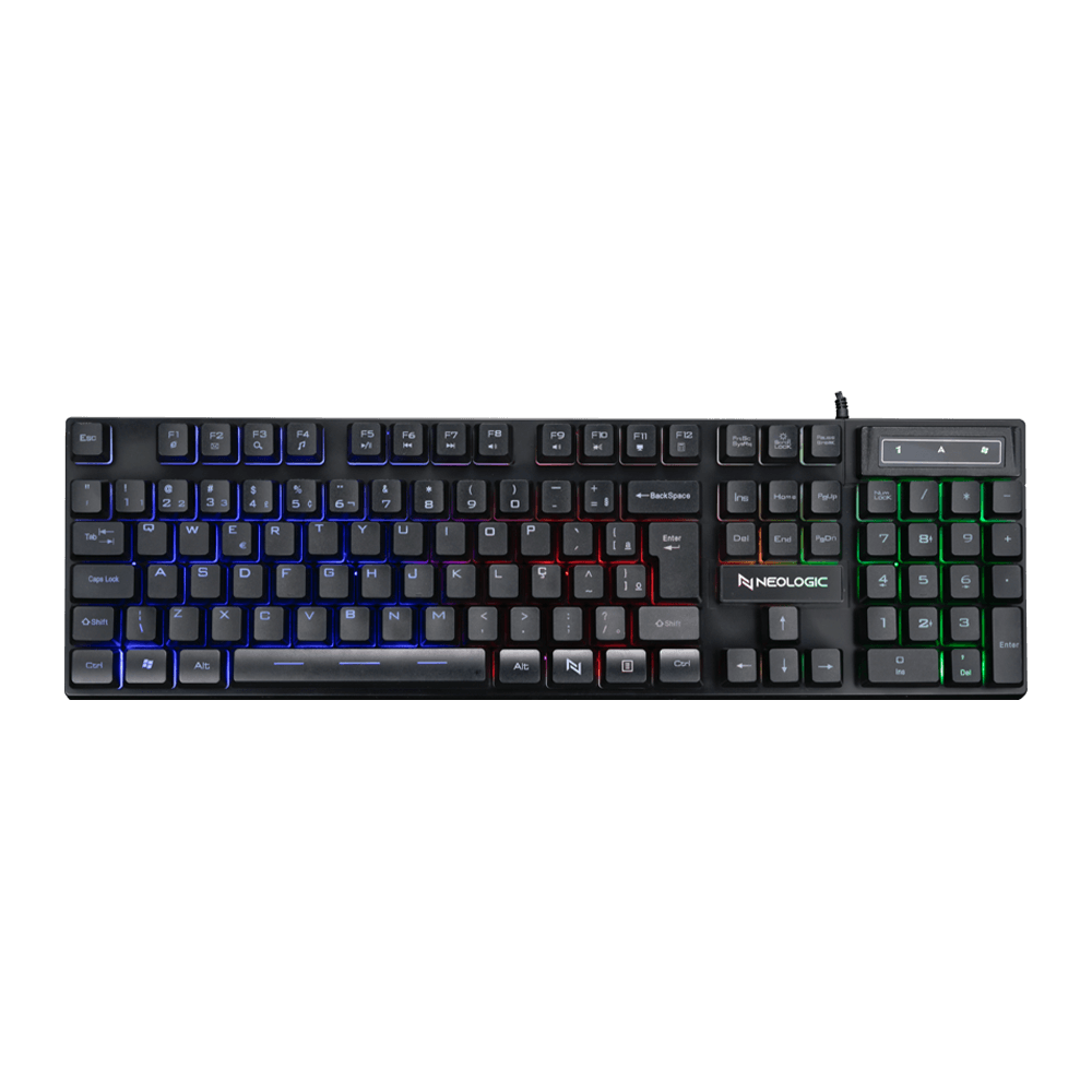 Teclado Gamer Neologic Infinite Play Black Semi Mecânico Abnt2 Rainbow Preto - Ifnt-Blk