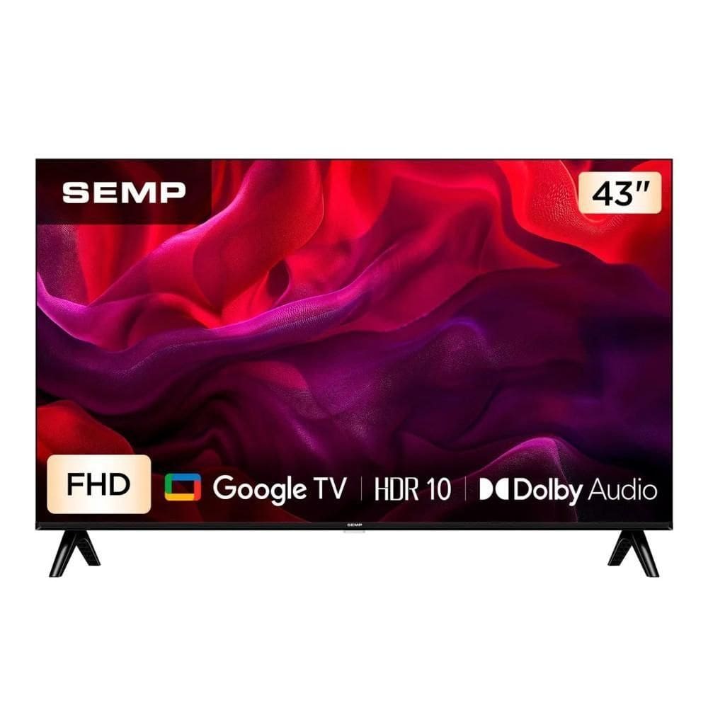 Smart TV 43” SEMP S42 Full HD google TV com Wi-Fi e Bluetooth integrados, HDMI, HDR10  SEMP