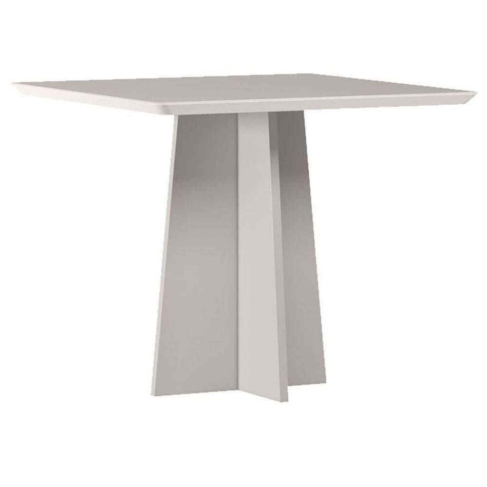 Mesa De Jantar Anitta 90x90 Cm Com Vidro Off White