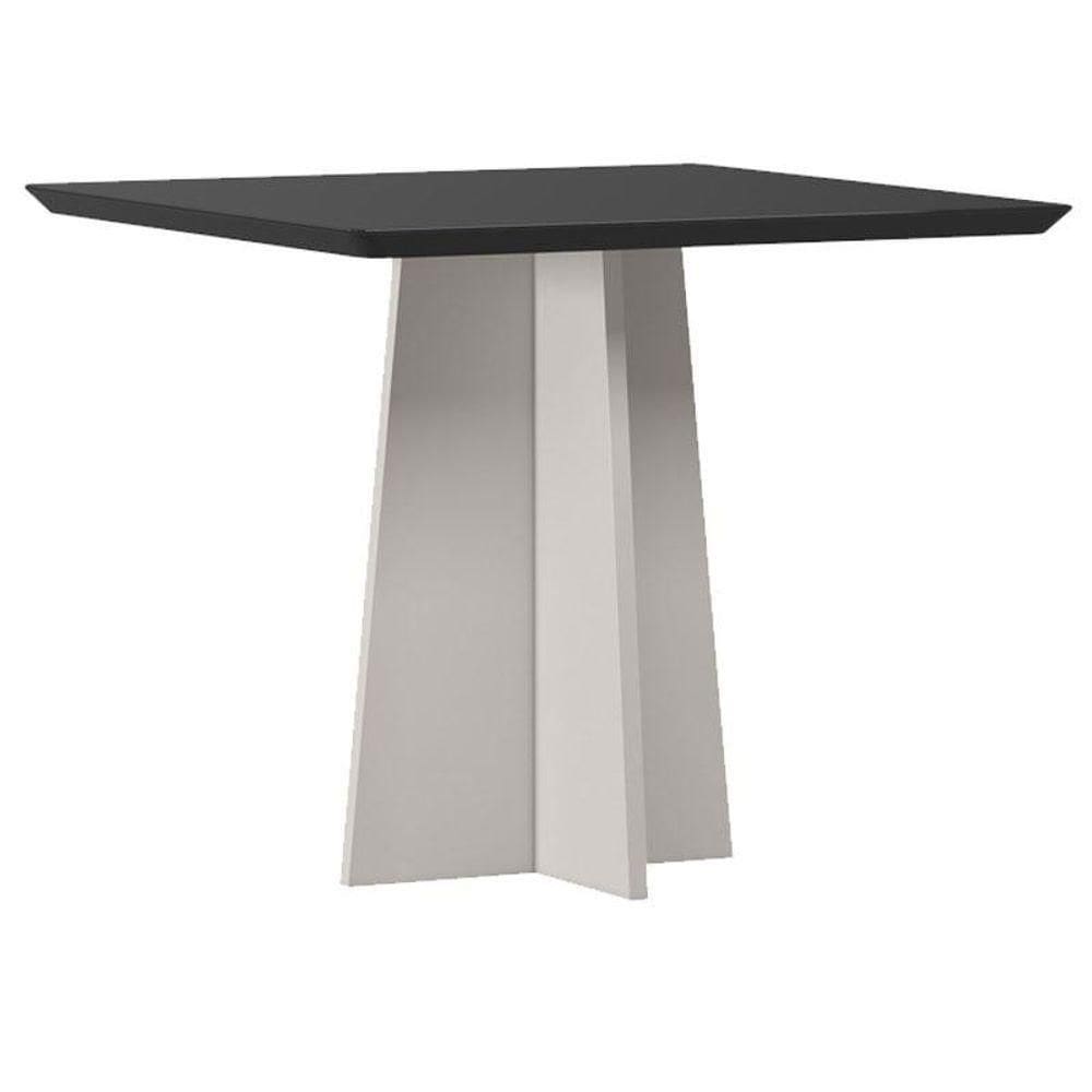 Mesa De Jantar Anitta 90x90 Cm Com Vidro Off White Preto