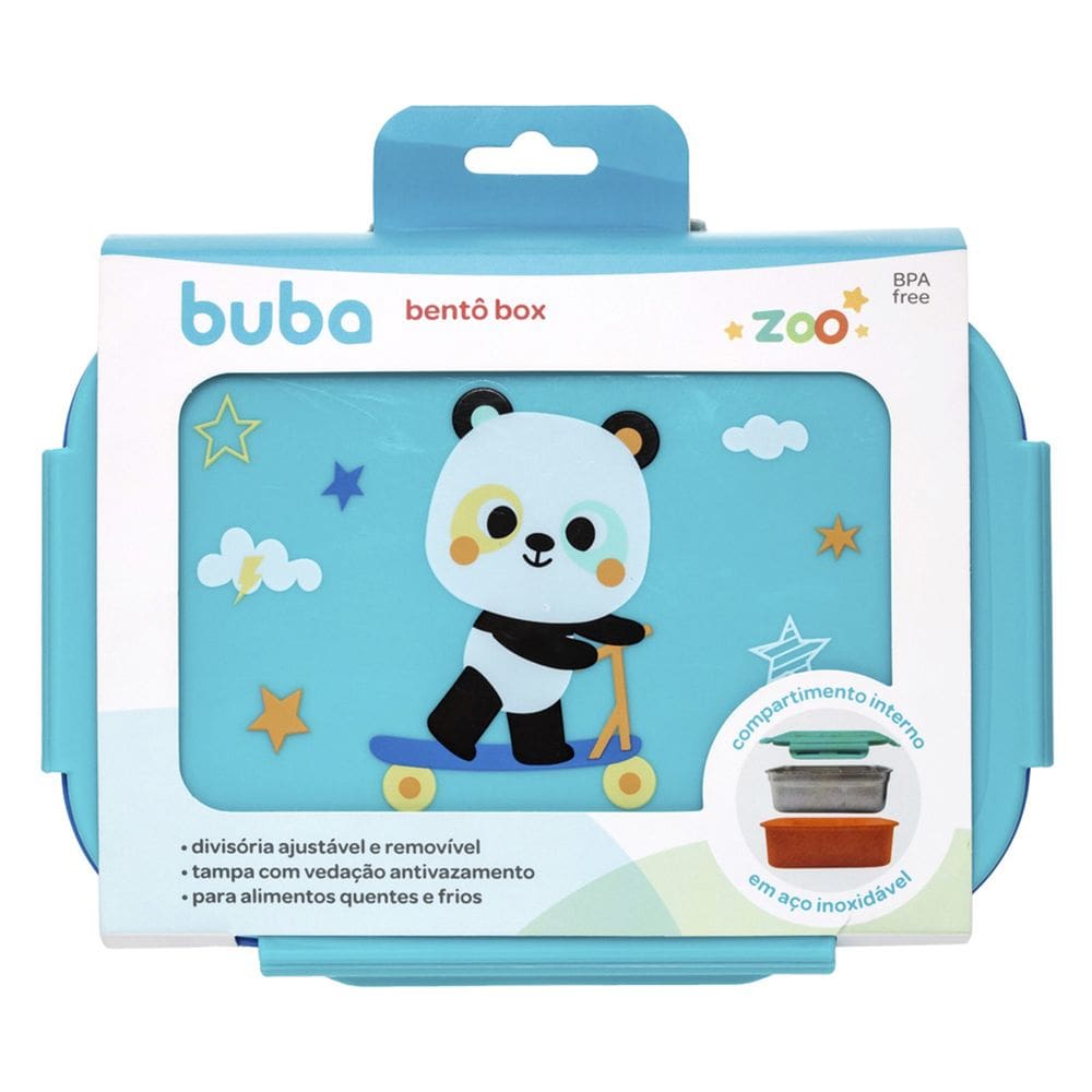 Lancheira Bentô Box com Divisórias Buba Zoo Panda
