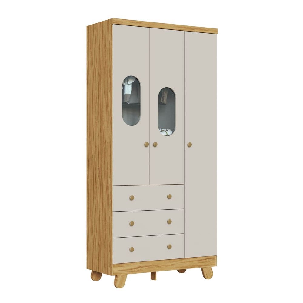 Guarda Roupa Bebê Pingo Móveis Peroba MDF 03 portas