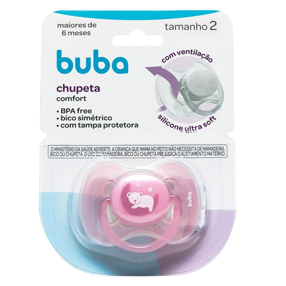 Chupeta Buba Confort Tamanho 2 Ursinho Rosa