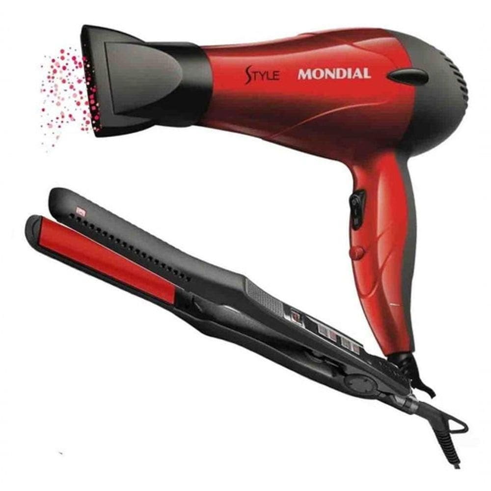 Secador De Cabelos Mondial + Prancha Nks Ml800 1200W Style Sc11 Red 220V