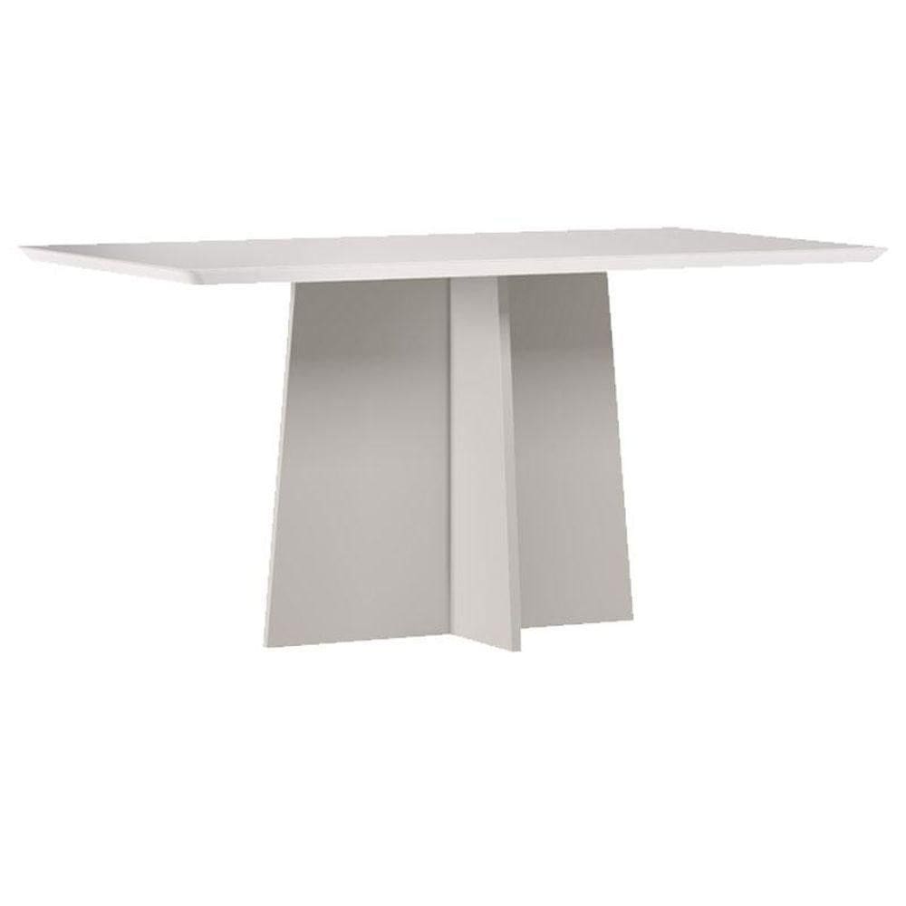 Mesa De Jantar Anitta 160x90 Cm Com Vidro Off White - New Ceval