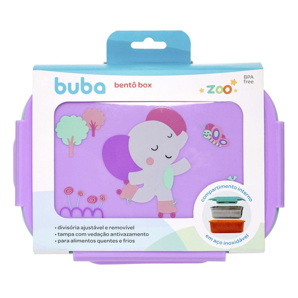 Lancheira Bentô Box com Divisórias Buba Zoo Elefante